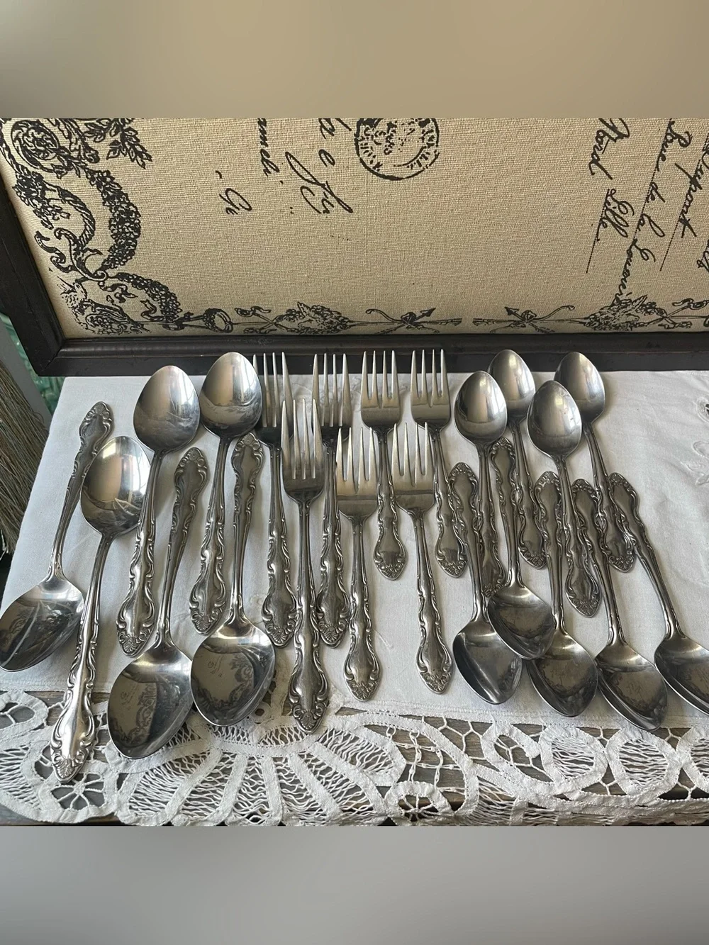 Stainless steel flatware Japan ornate vintage silverware set